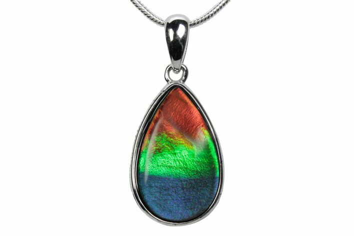 Stunning Ammolite Tear Drop Pendant - Sterling Silver #380686
